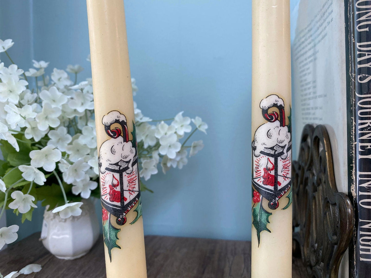 Midcentury Christmas Candle Tapers in Original Box at Duckwells
