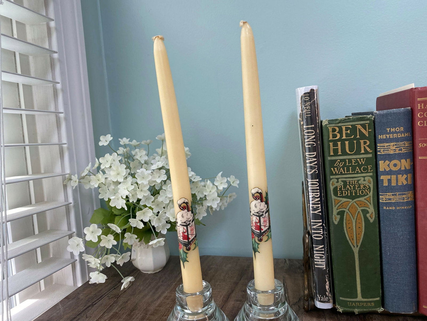 Midcentury Christmas Candle Tapers in Original Box at Duckwells
