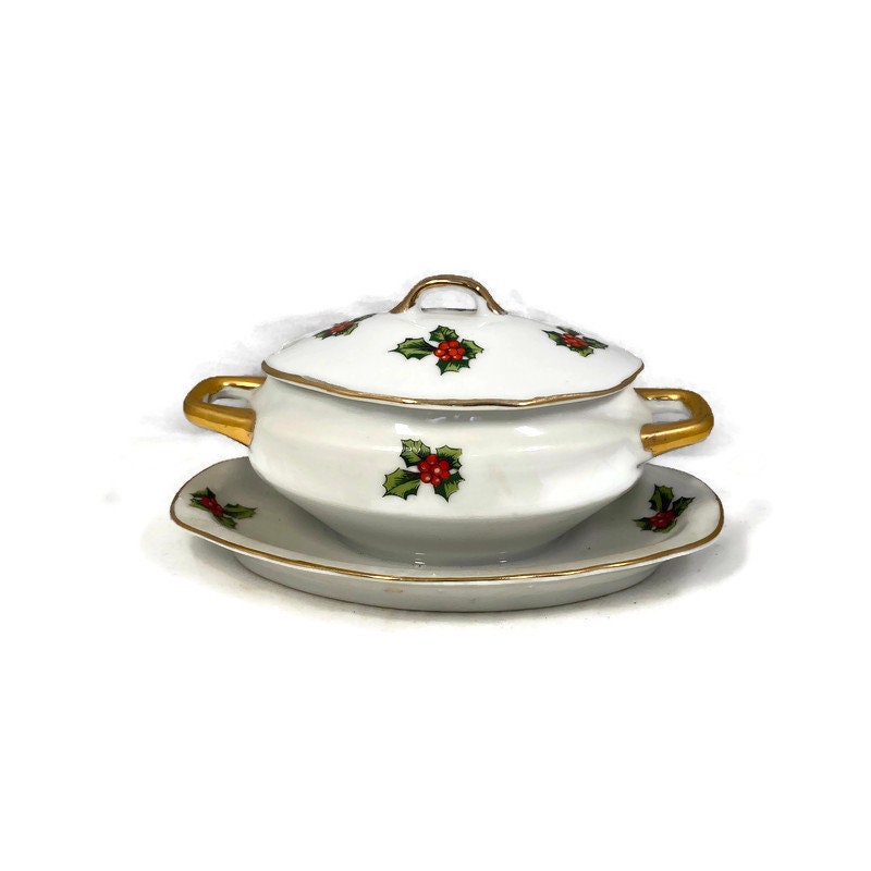 Midcentury Christmas Condiment Server by Lefton at Duckwells