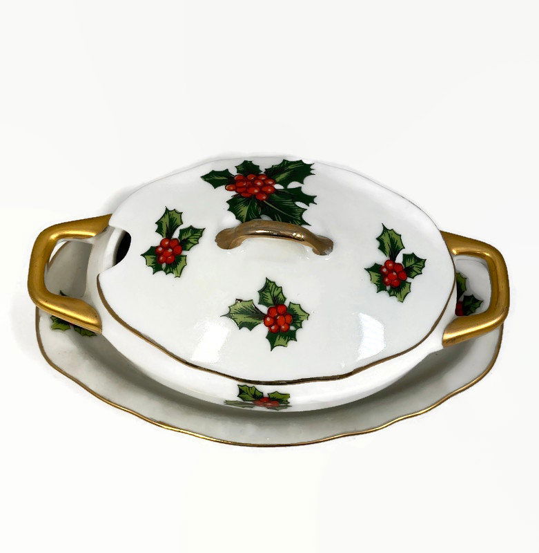 Midcentury Christmas Condiment Server by Lefton at Duckwells
