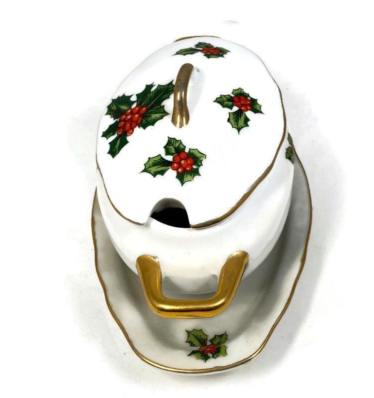 Midcentury Christmas Condiment Server by Lefton at Duckwells