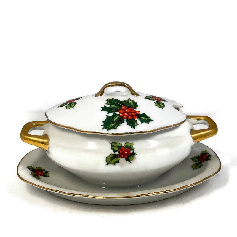 Midcentury Christmas Condiment Server by Lefton at Duckwells