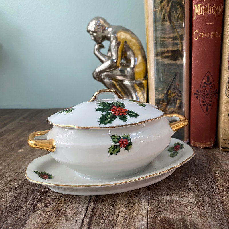 Midcentury Christmas Condiment Server by Lefton at Duckwells