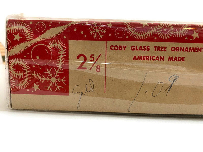 Midcentury Coby Gold Glass Christmas Ornaments - Duckwells