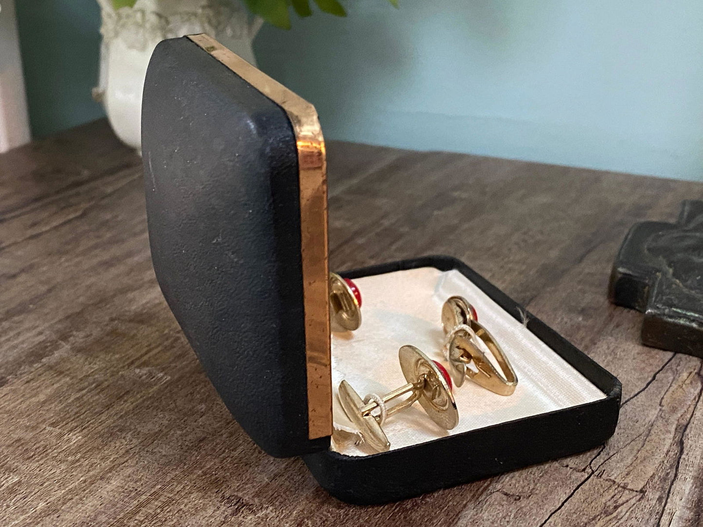 Midcentury Cuff Links and Tie Clip Jewelry Set - Duckwells