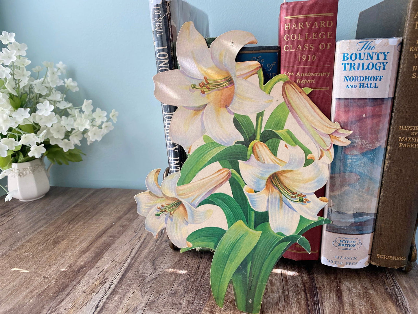 Midcentury Easter Cardboard Cut Outs Daffodils Bunnies and Lilies - Duckwells