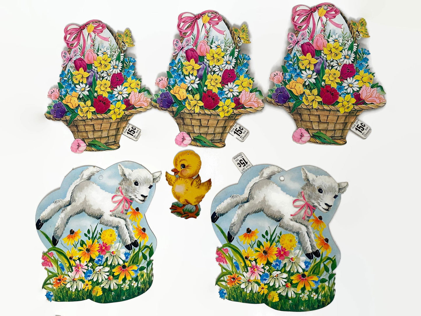 Midcentury Easter Cardboard Die Cuts Springtime Cut Outs - Duckwells
