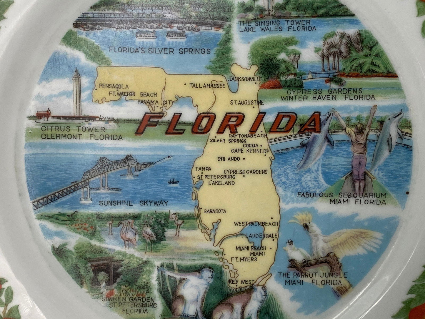 Midcentury Florida Souvenir Plate - Duckwells