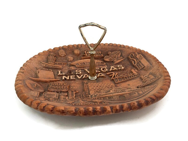 Midcentury Las Vegas Souvenir Serving Tray with Handle - Duckwells