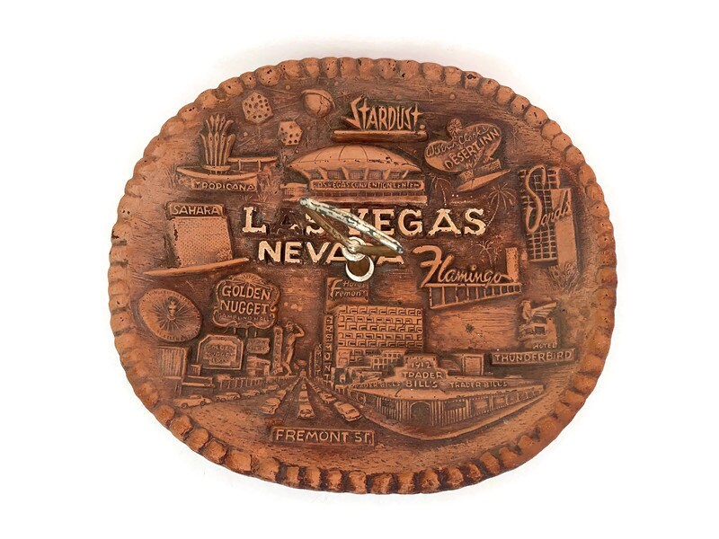 Midcentury Las Vegas Souvenir Serving Tray with Handle - Duckwells