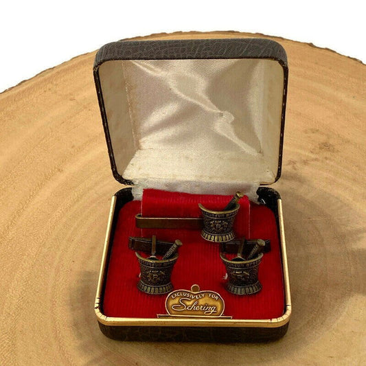 Midcentury Medical Jewelry Set - Cufflinks and Tiebar at Duckwells