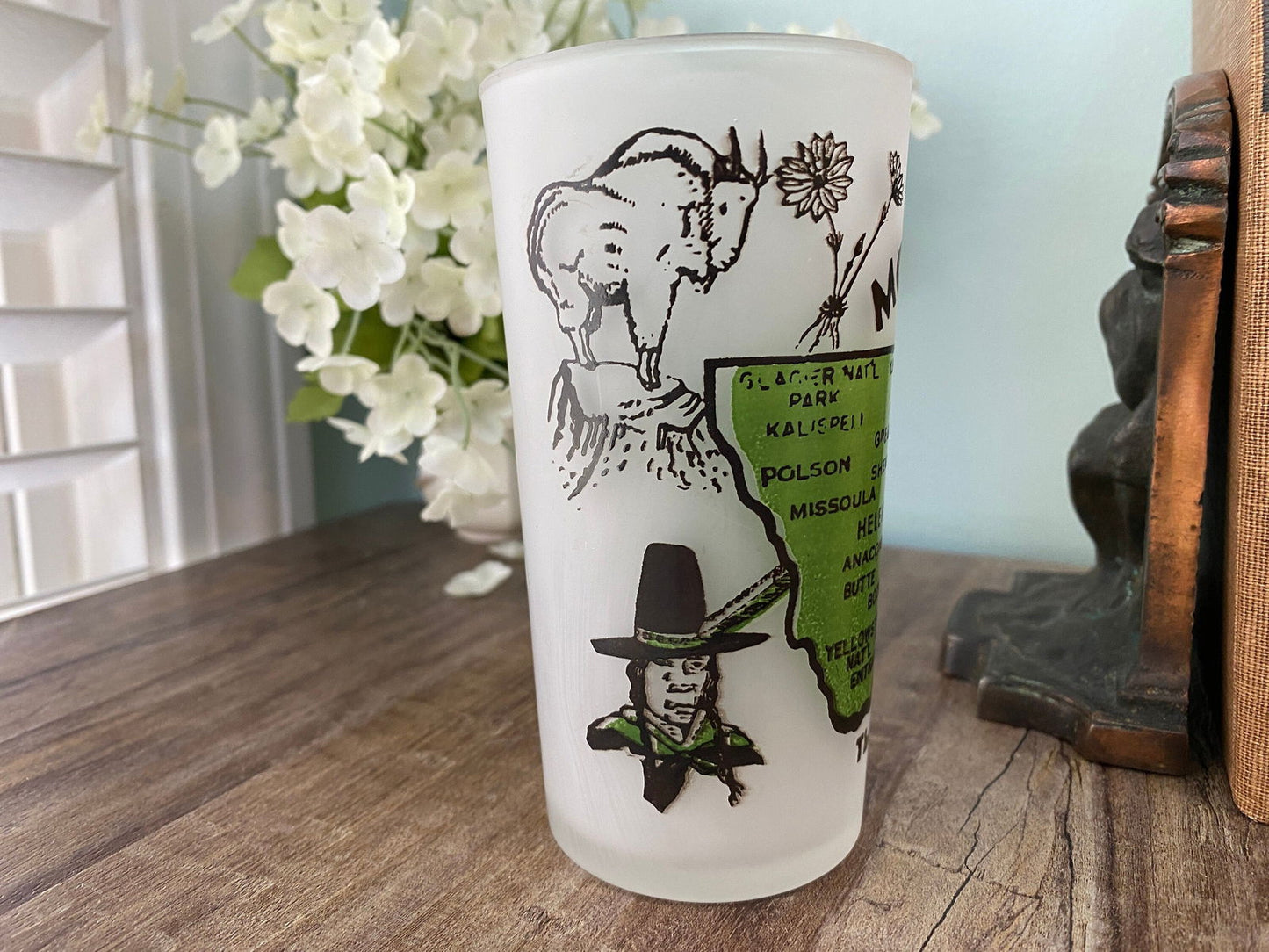 Midcentury Montana Souvenir Glass with State Map - Duckwells