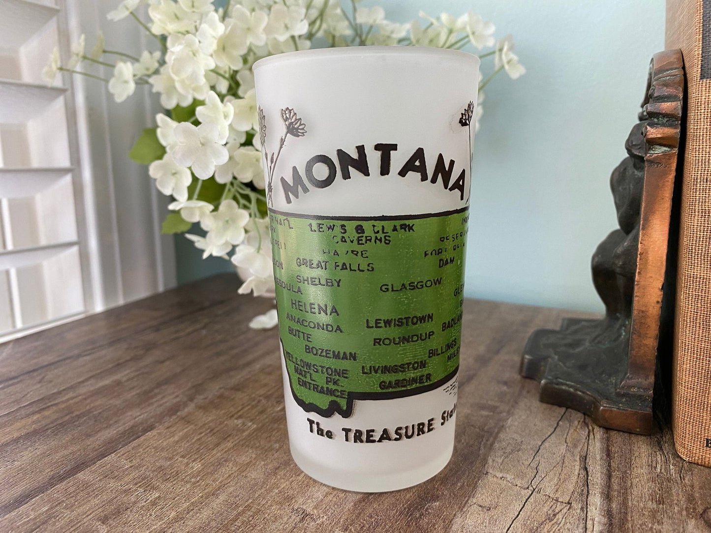Midcentury Montana Souvenir Glass with State Map - Duckwells