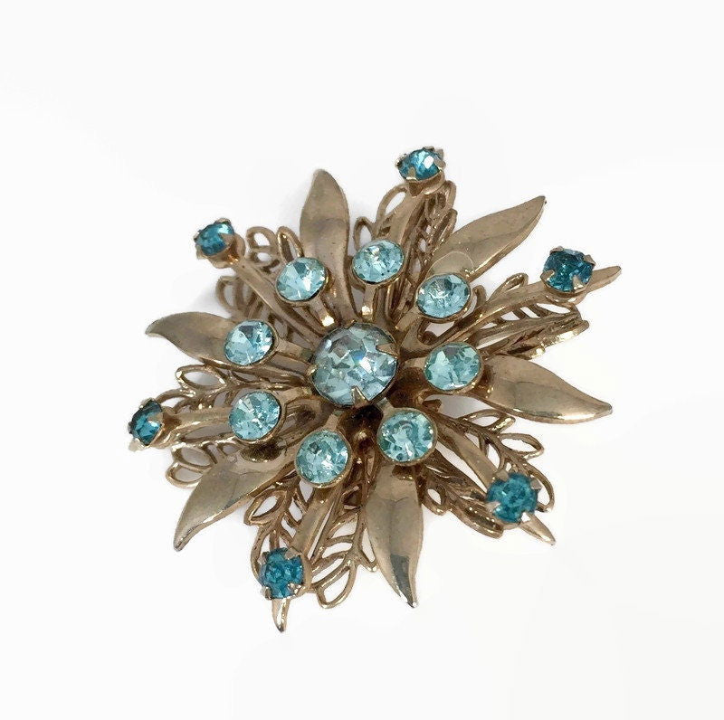 Midcentury Rhinestone Pin Brooch - Duckwells