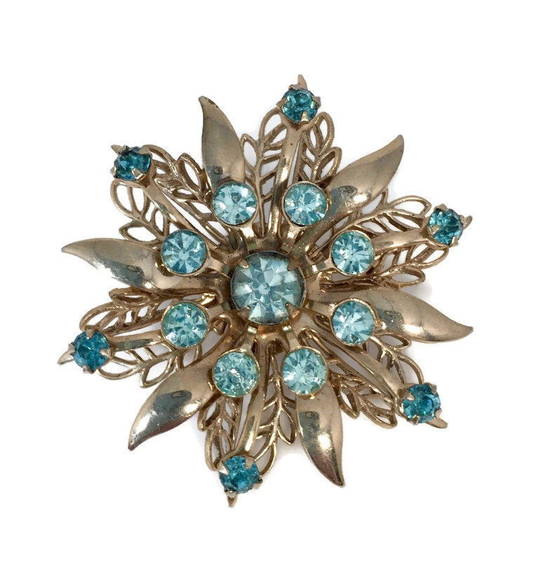 Midcentury Rhinestone Pin Brooch - Duckwells
