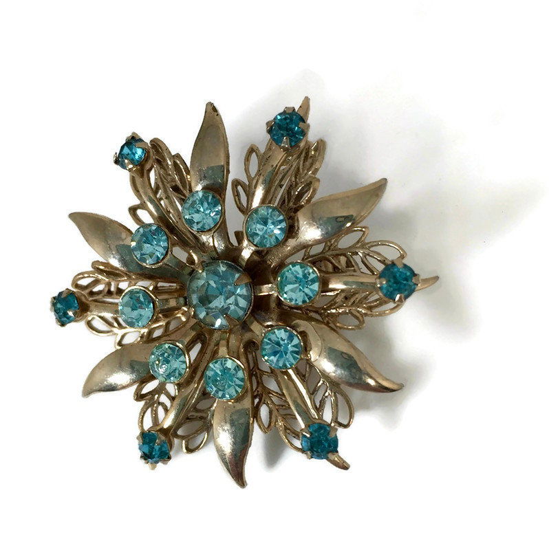 Midcentury Rhinestone Pin Brooch - Duckwells