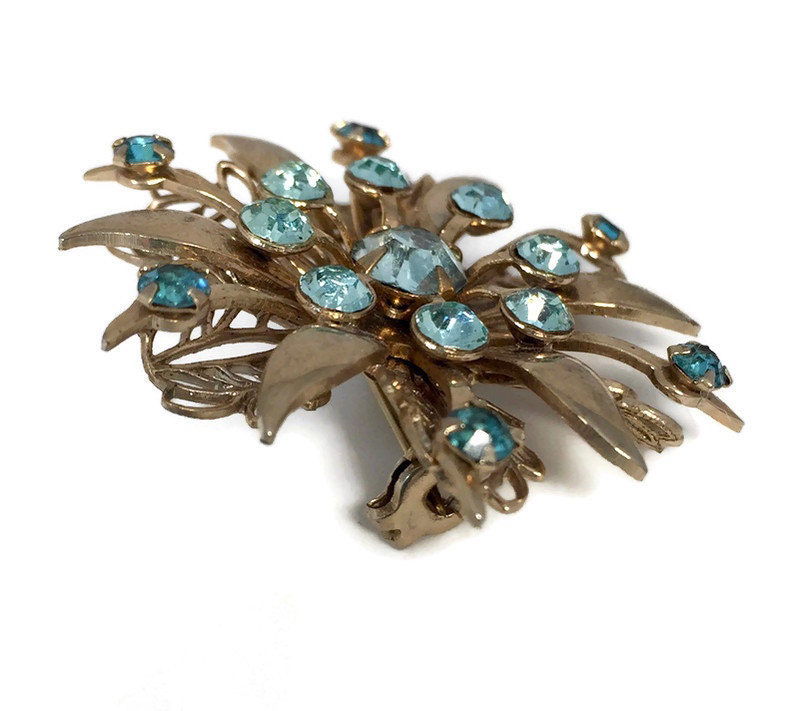 Midcentury Rhinestone Pin Brooch - Duckwells