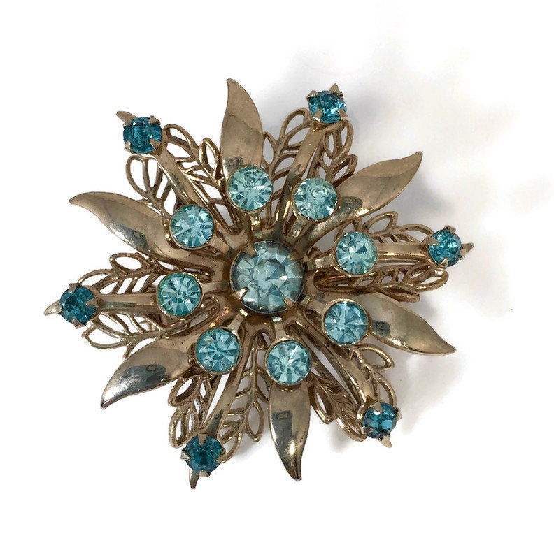 Midcentury Rhinestone Pin Brooch - Duckwells