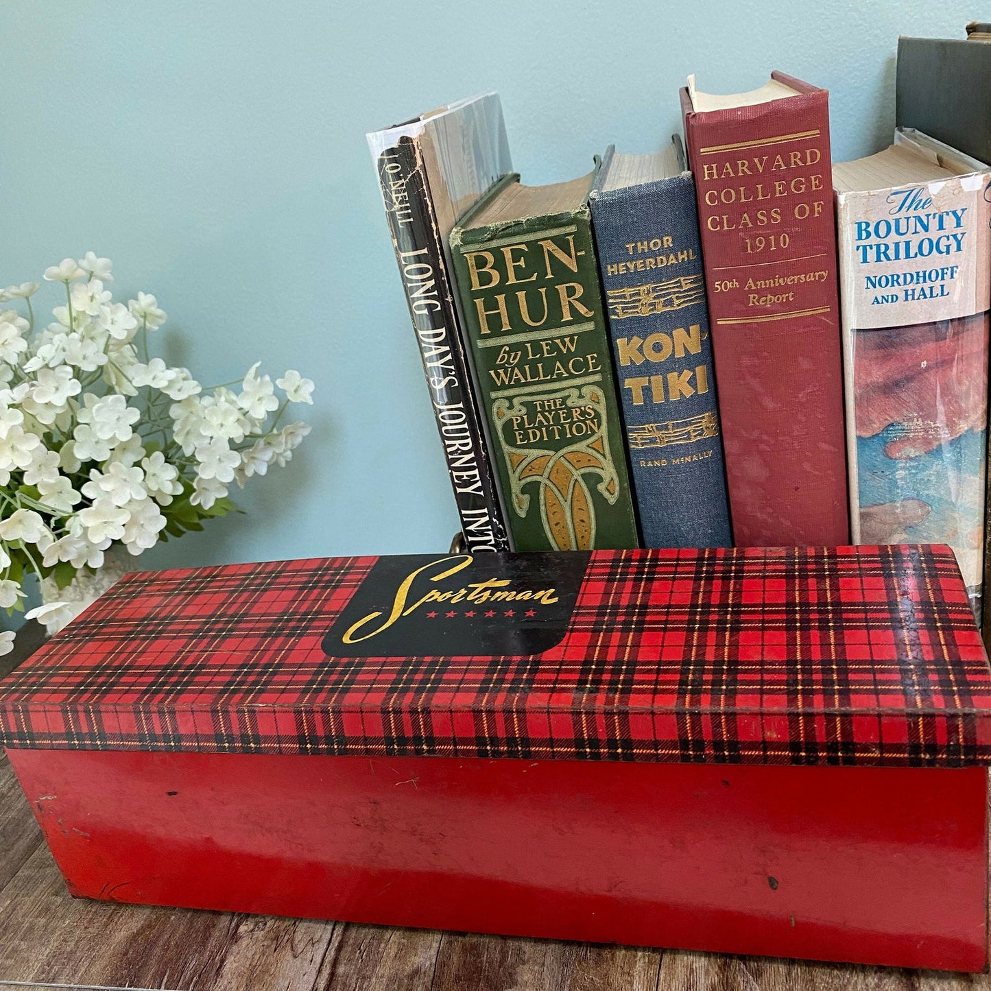 Midcentury Sportsman Tin Litho Metal Box - Duckwells