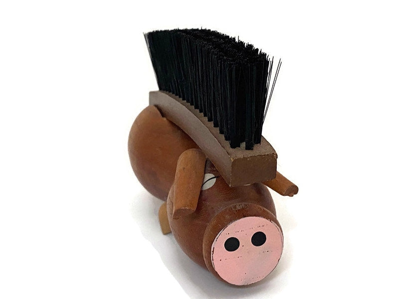 Midcentury Wood Pig Clothes Brush at Duckwells