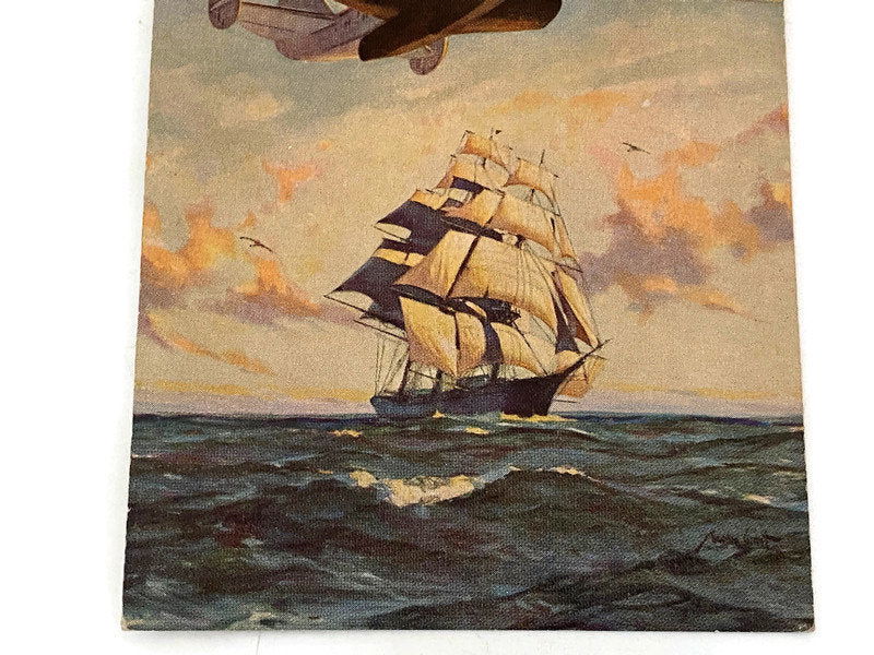 Rare vintage Pan American Airways Flying Clipper Ships Postcard - Duckwells