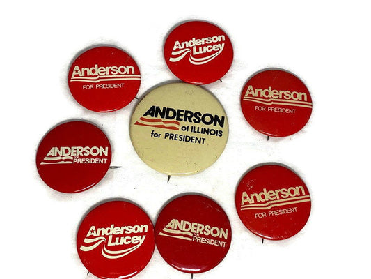 Vintage Anderson Presidential Campaign Buttons 1980 at Duckwells