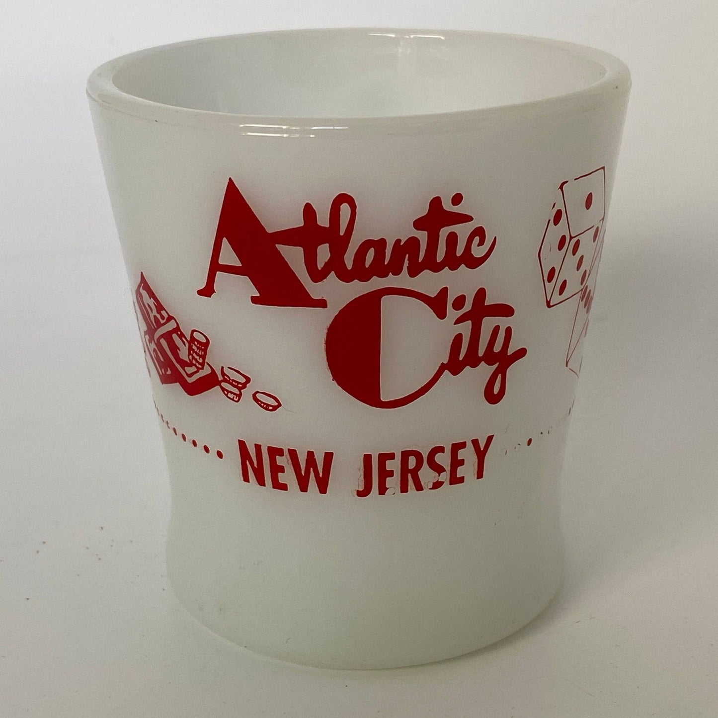 Vintage Atlantic City New Jersey White Glass Souvenir Mug - Duckwells