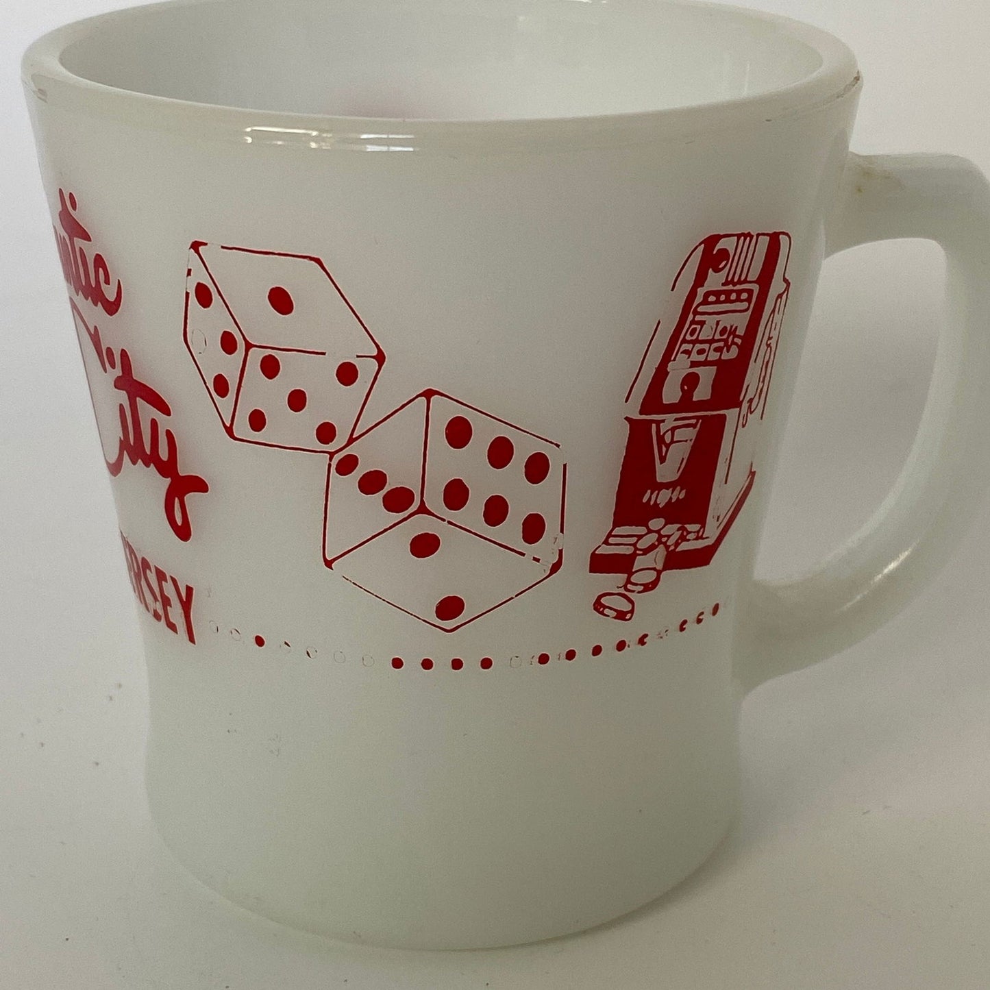 Vintage Atlantic City New Jersey White Glass Souvenir Mug - Duckwells