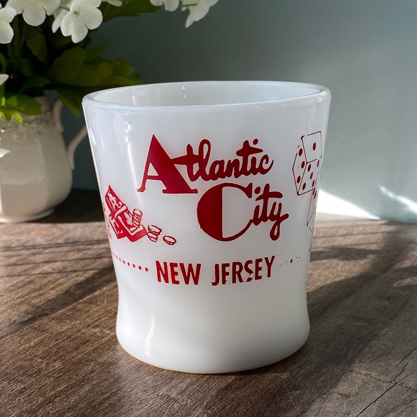 Vintage Atlantic City New Jersey White Glass Souvenir Mug - Duckwells