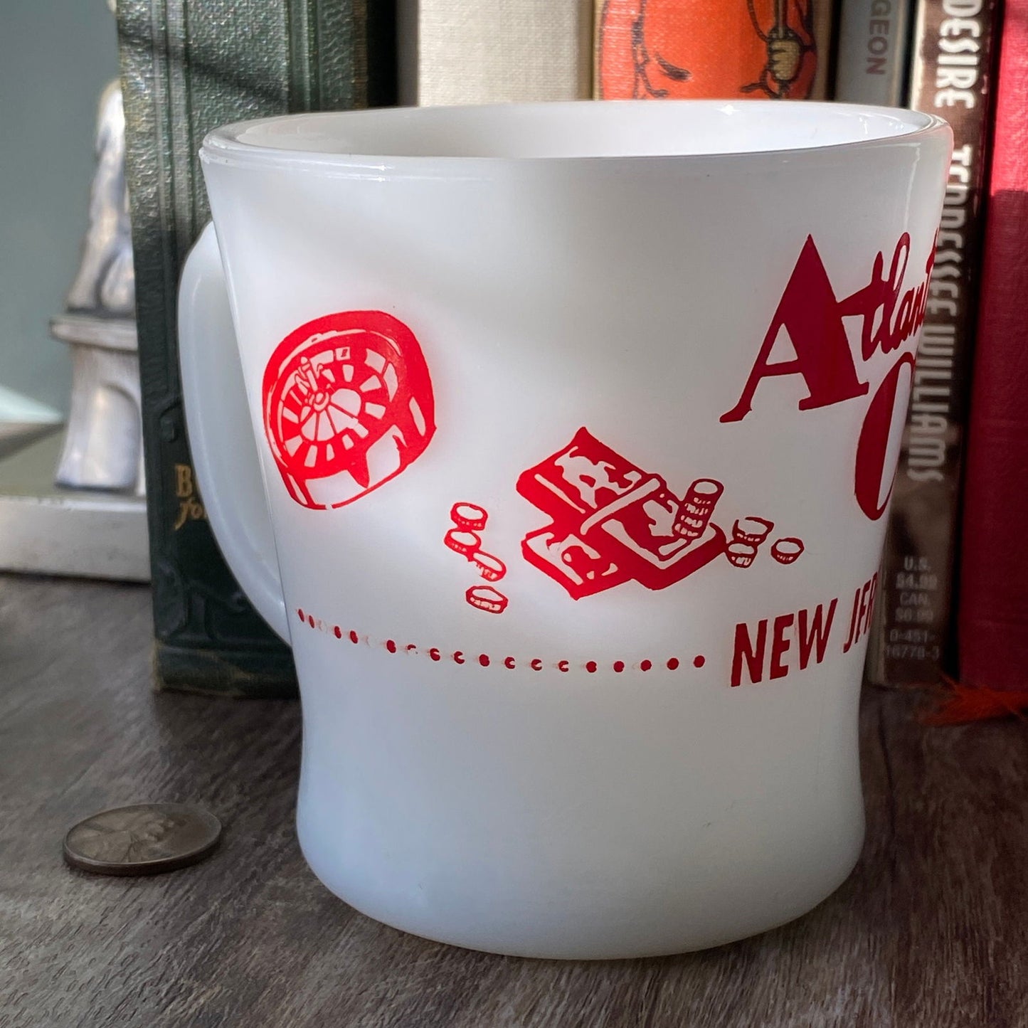 Vintage Atlantic City New Jersey White Glass Souvenir Mug - Duckwells