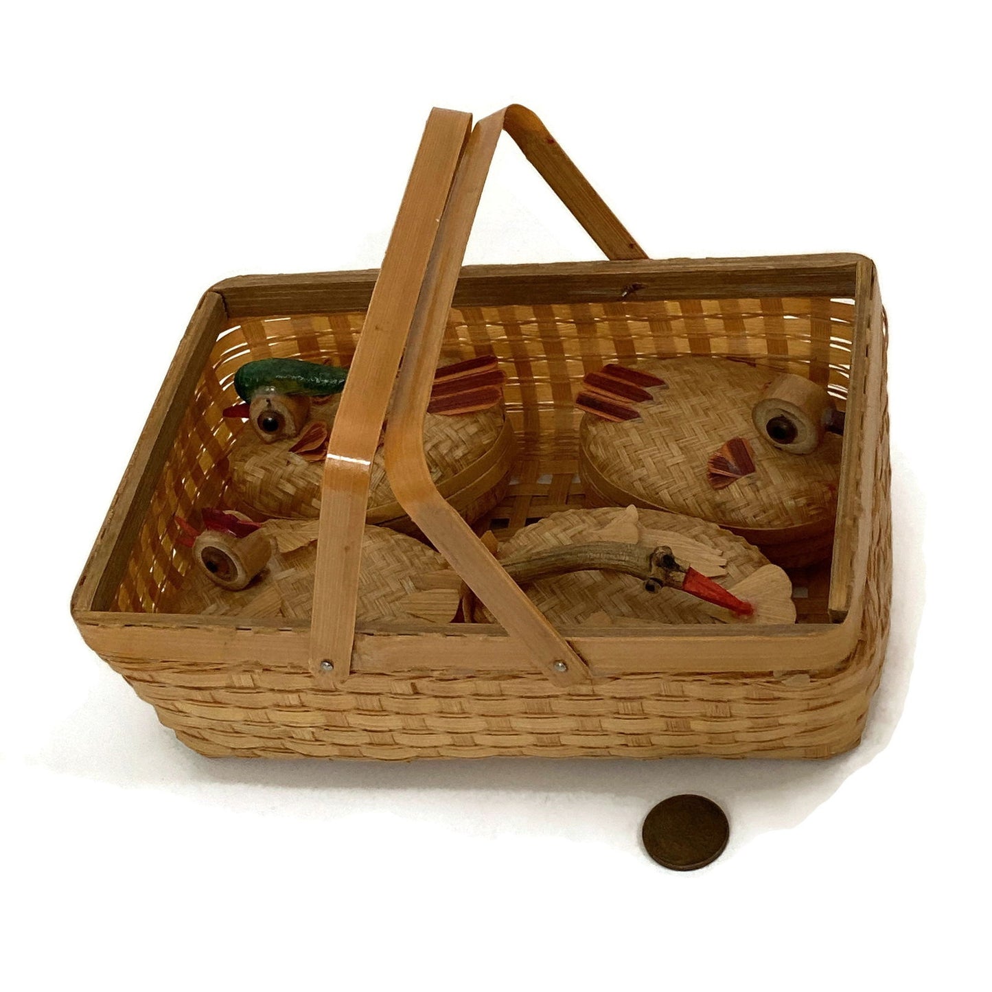 Vintage Basket of Birds by Kiangsi Handicrafts - Duckwells