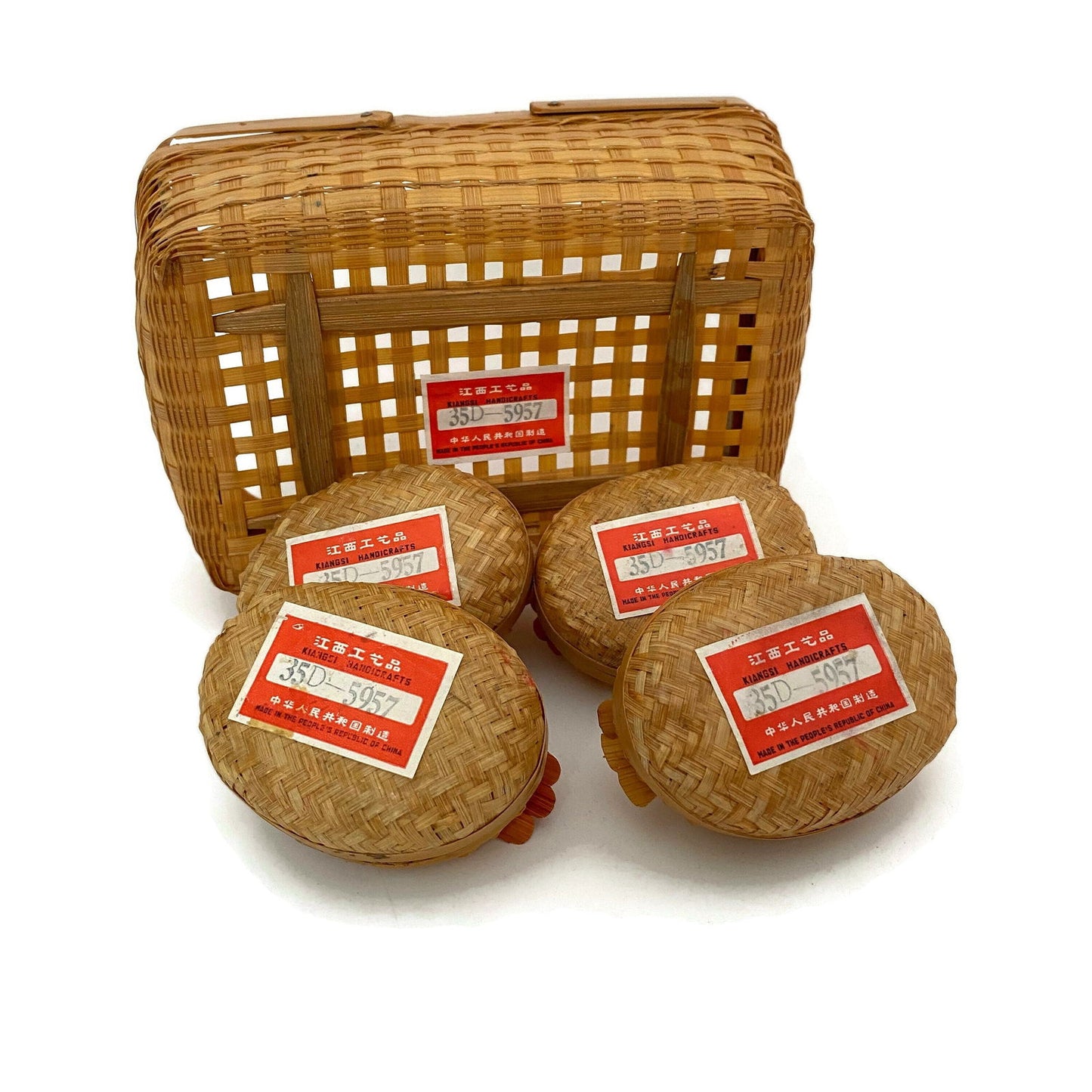 Vintage Basket of Birds by Kiangsi Handicrafts - Duckwells