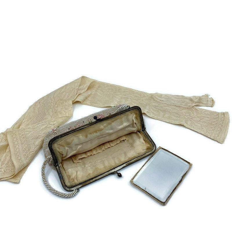 Vintage Beaded Purse and Gloves at Duckwells