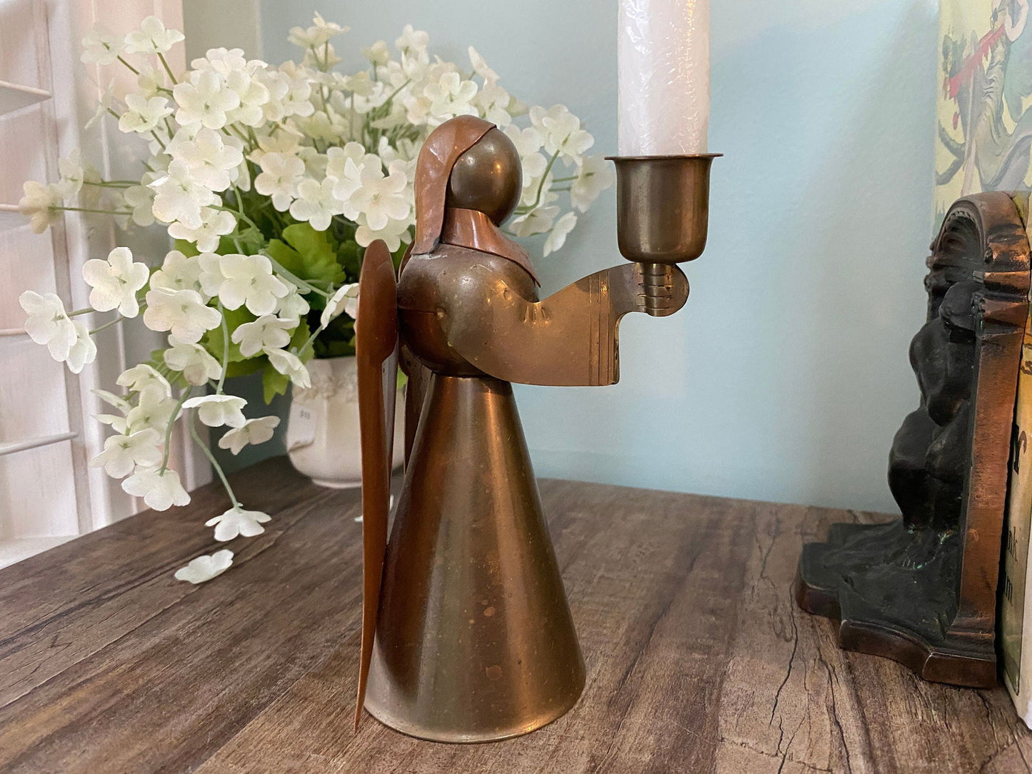 Vintage Brass Angel Candleholder at Duckwells