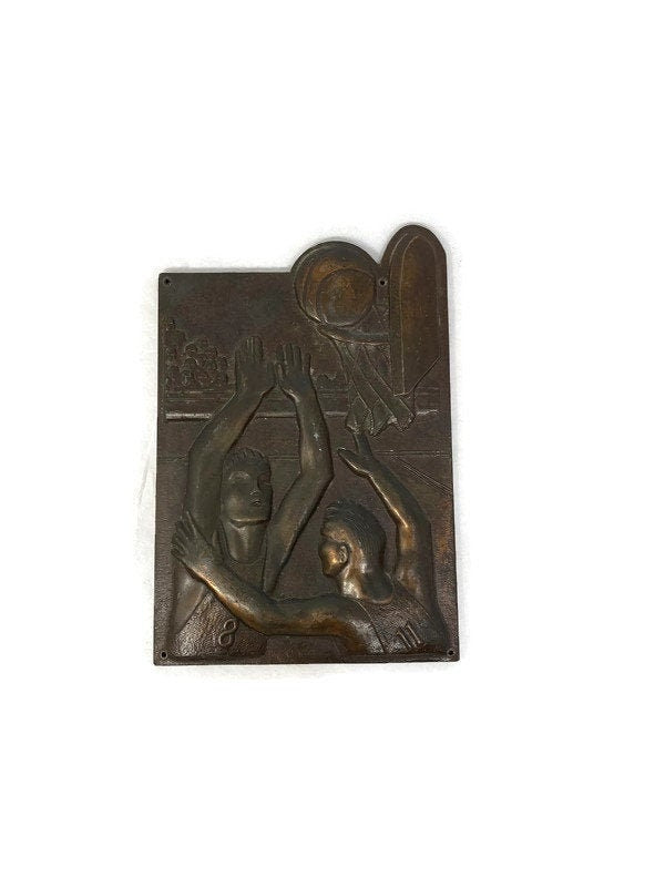 Vintage Bronze Basketball Plaque at Duckwells