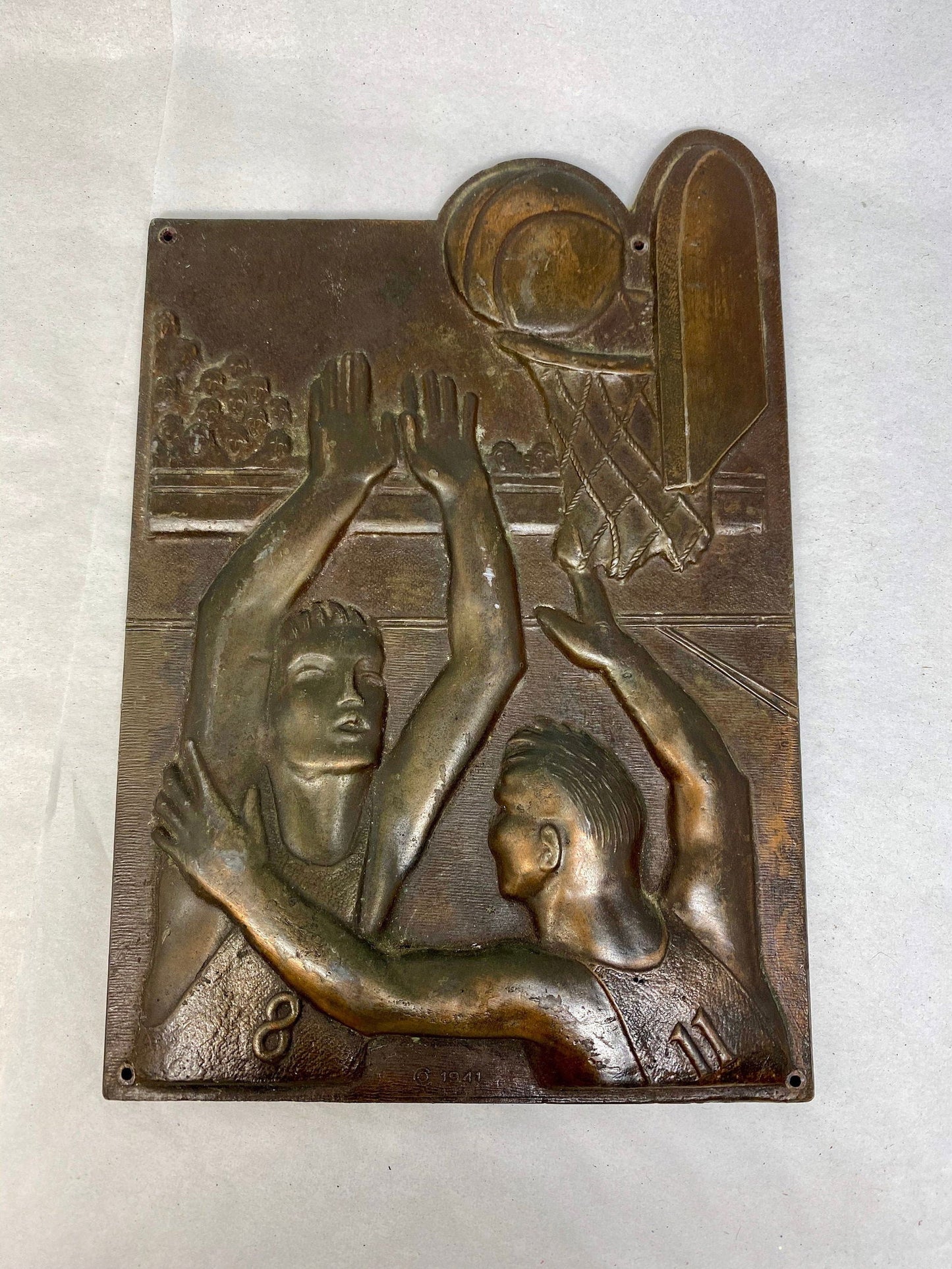 Vintage Bronze Basketball Plaque at Duckwells