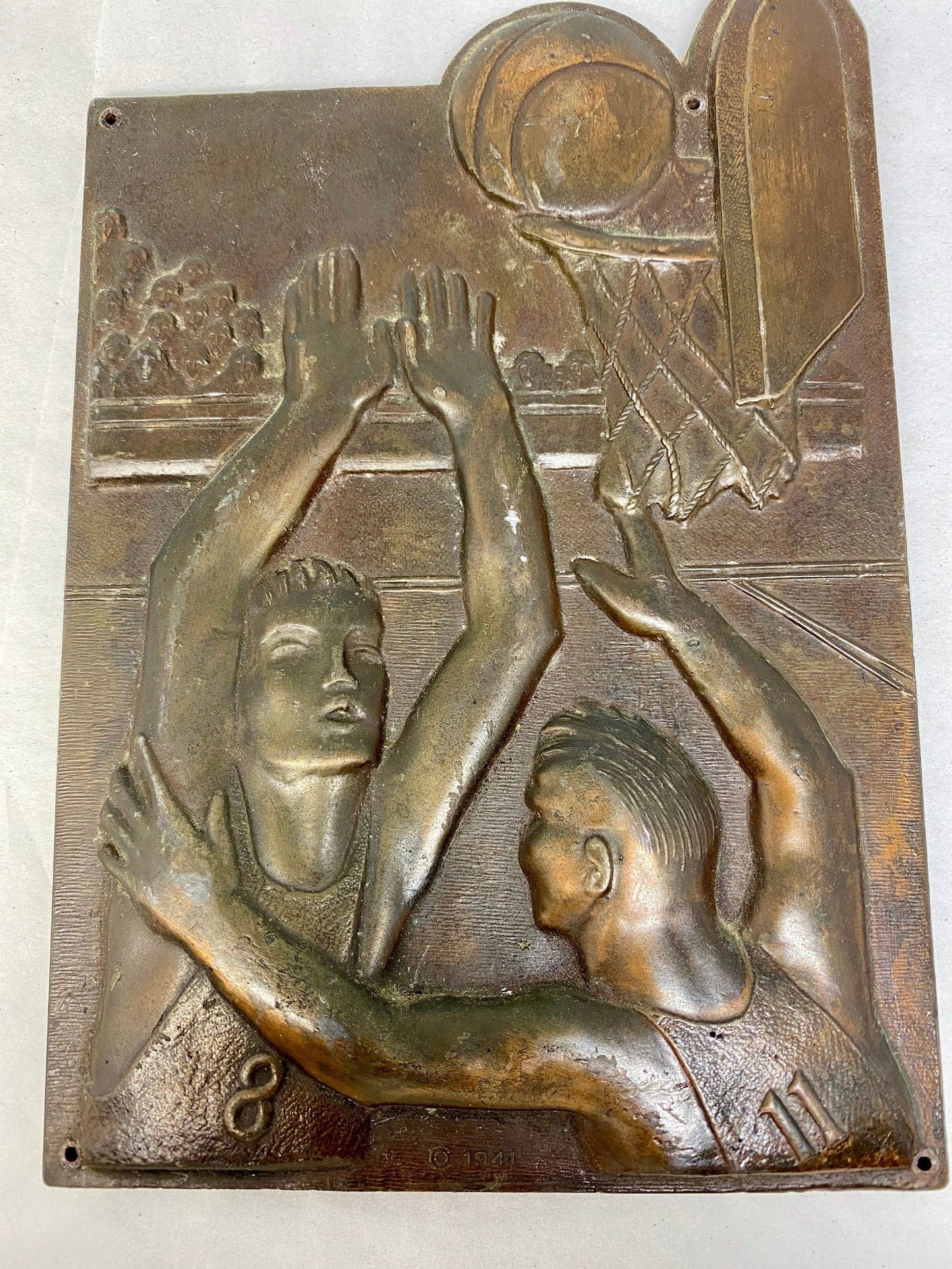 Vintage Bronze Basketball Plaque at Duckwells