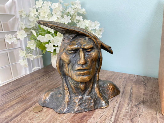 Vintage Bronze Indian Warrior bookends at Duckwells