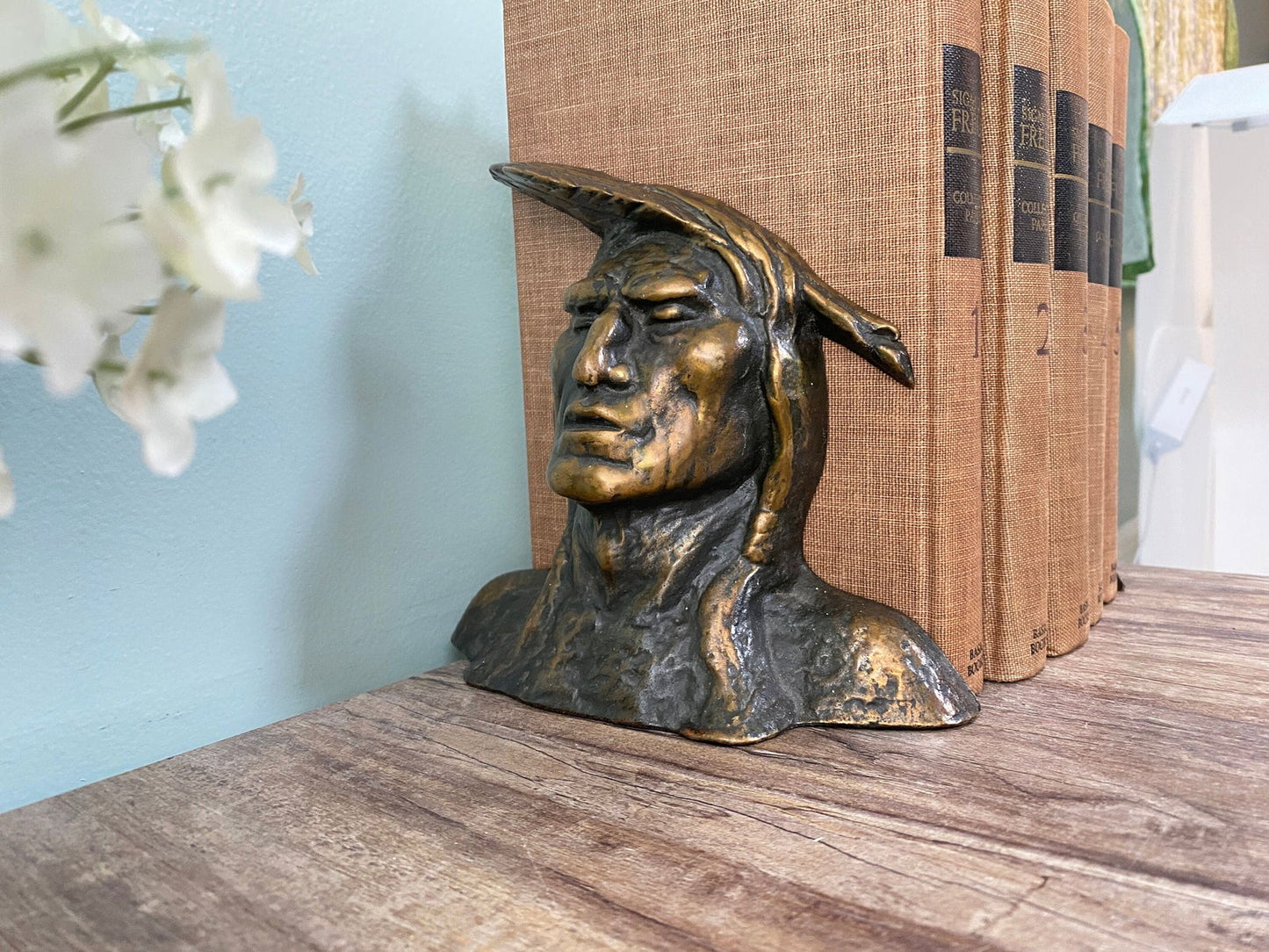 Vintage Bronze Indian Warrior bookends - Duckwells