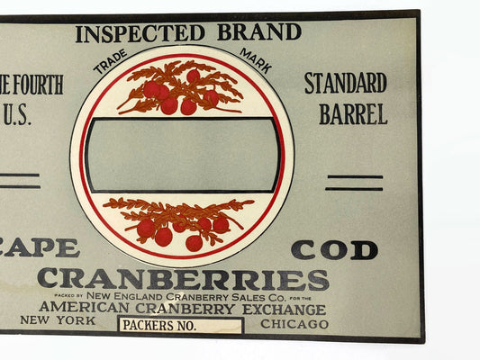 Vintage Cape Cod Cranberries Crate Label at Duckwells