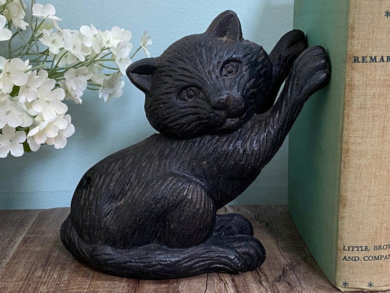 Vintage Cast Iron Black Cat Doorstop at Duckwells