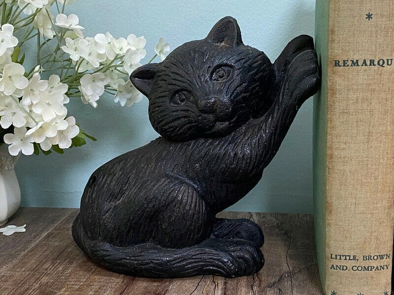 Vintage Cast Iron Black Cat Doorstop at Duckwells