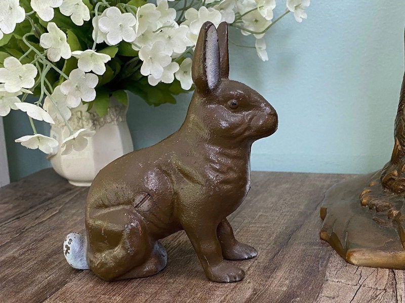 Vintage Cast Iron Hare Rabbit Coin Bank - Duckwells