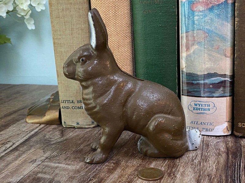Vintage Cast Iron Hare Rabbit Coin Bank - Duckwells