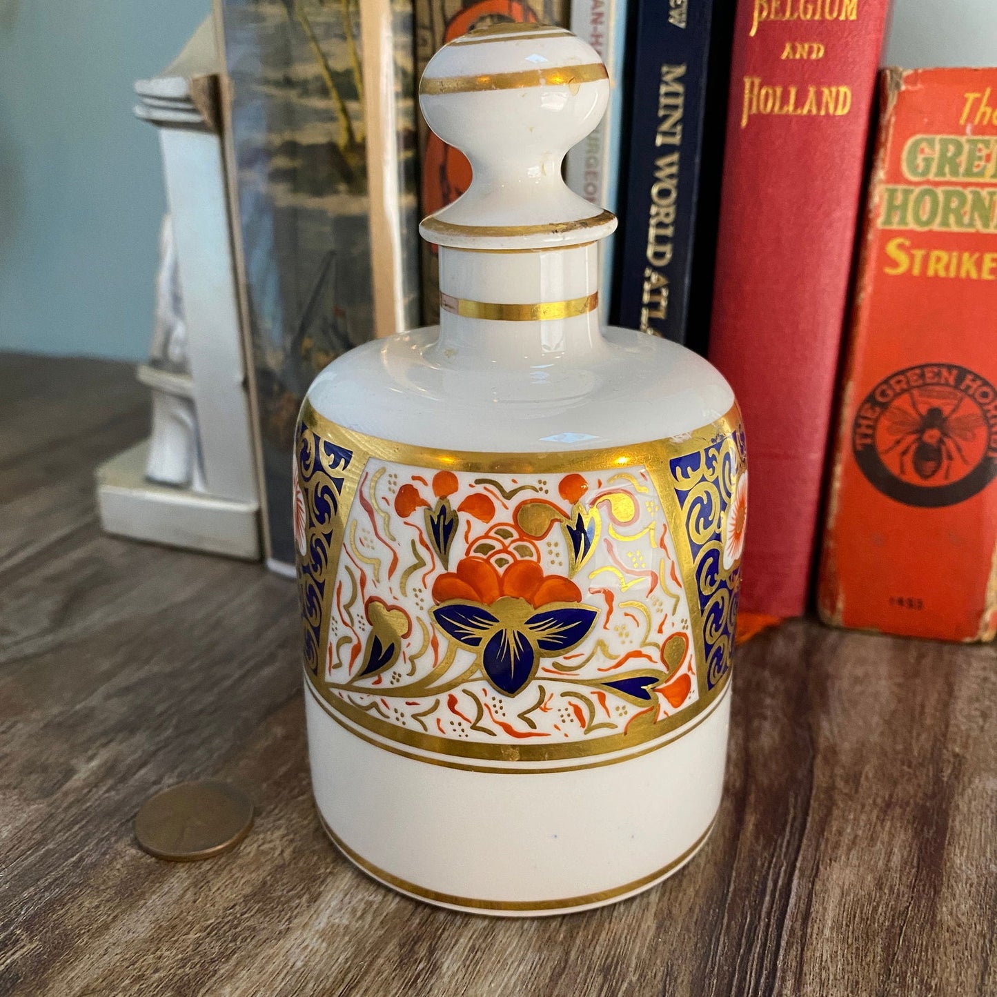 Vintage Ceramic Cologne Bottle with Stopper - Duckwells
