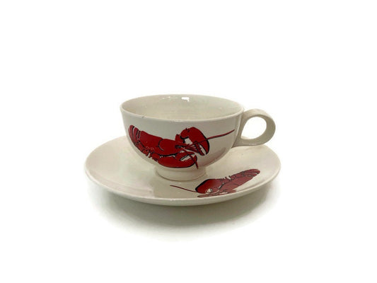 Vintage Ceramic Lobster Cup and Saucer Set by Eastern China NY U.S.A. at Duckwells