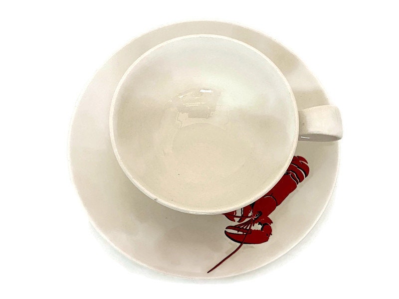 Vintage Ceramic Lobster Cup and Saucer Set by Eastern China NY U.S.A. - Duckwells
