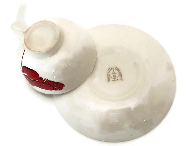 Vintage Ceramic Lobster Cup and Saucer Set by Eastern China NY U.S.A. - Duckwells