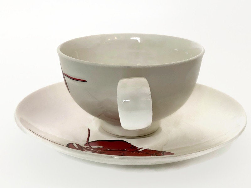 Vintage Ceramic Lobster Cup and Saucer Set by Eastern China NY U.S.A. - Duckwells