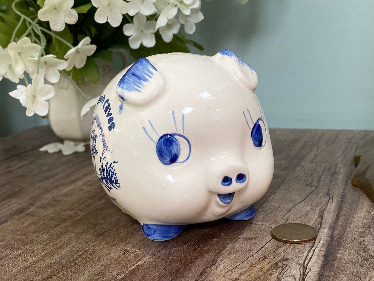 Vintage Ceramic Piggy Bank Sea Lion Caves Souvenir - Duckwells